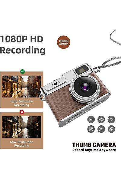AteşTech Mini Anahtarlık Dijital Kamera 1080P HD Video 3 MP Fotoğraf Çekimi Taşınabilir Retro Kamera G1