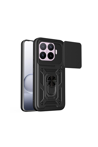 Xiaomi 17T Kılıf Sürgülü Kamera Koruyucu Manyetik Standlı Tank Koruma HNZM
