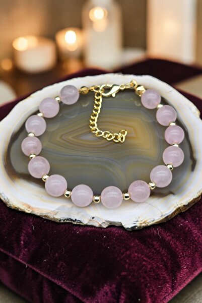 NBS Beautiful Naturel Stones Pink Quartz Natural Stone Bracelet Adjustable Vi...