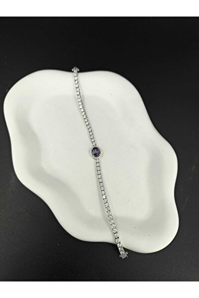 Niles Accessories Zirkon Taşlı Mor Ametist Oval Su Yolu Bileklik