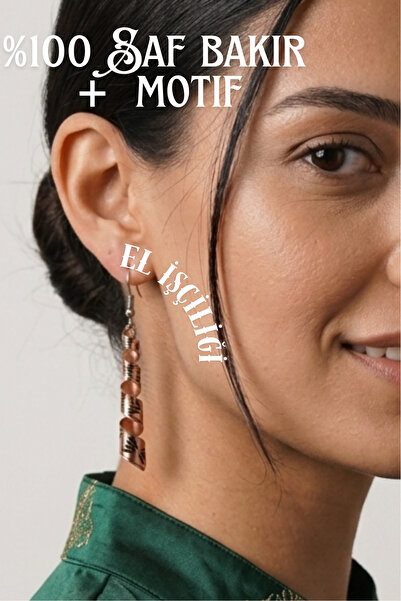 Store Handmade Bohemian Earrings with Copper Motifs