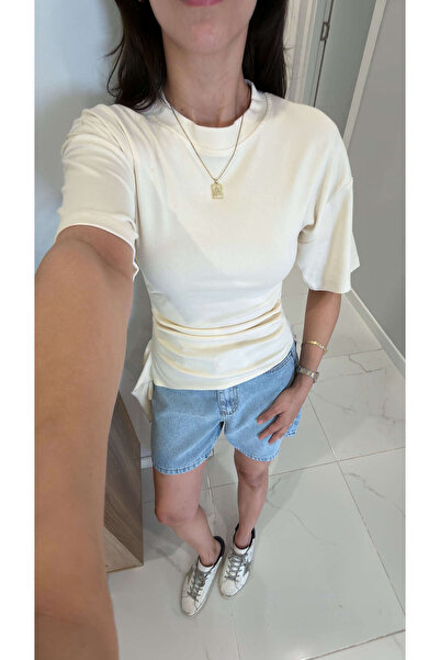 BİRCANÇİL Davve Ecru Gathered Waist Blouse