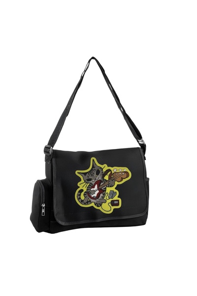 DEEFWEAR Cat Printed Unisex Black Messenger Bag Voluminous Postman Bag/ Lapto...