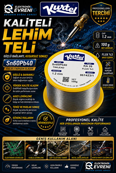 IRONSTAR kurtel Lehim teli 1.2 mm 100gr / 1.2 mm lehim teli / Kalay lehim / E...