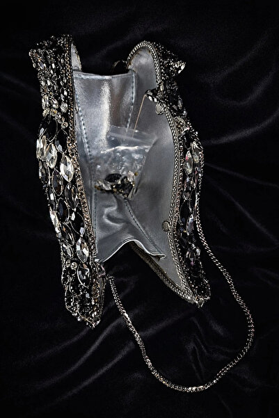 Svarn Atelier Midnight Raven Crystal Clutch Bag Rhinestone Bag