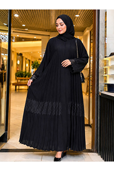 NOUR Blackberry Abaya with Luxurious Lace Inserts ✨