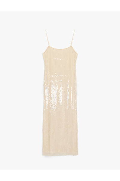 Koton Slim Fit Rope Strap Sequined Long Bodycon Dress