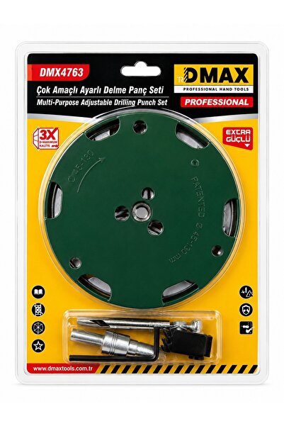 DMAX Ayarlı Daire Delme Panç Seti 50-130 mm 3 Bıçaklı Çok Amaçlı Delik Açma A...
