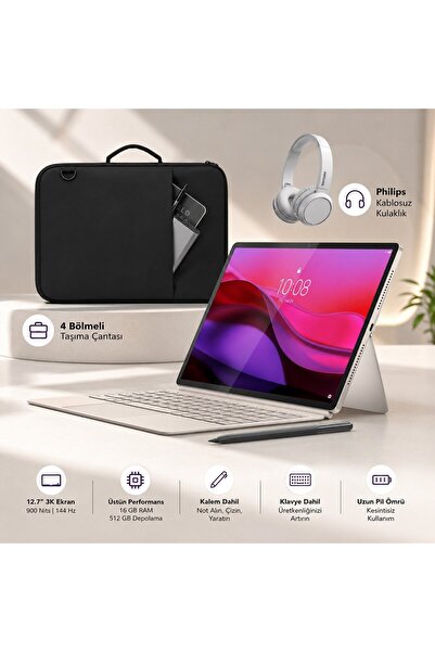 LENOVO 12,7 İnç 3K 144 Hz Ekranlı 16 GB RAM 512 GB Hafızalı Güçlü Android Tab...