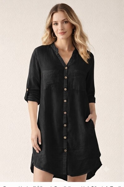 MELTEM COLLECTION CEP DETAYLI DÜĞMELİ MÜSLİN PAREO