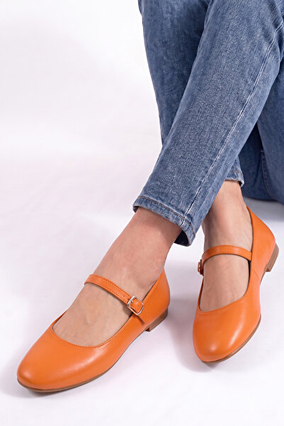 PİMORA ''Bi̇anca'' Round Toe Helmeted Flat Heeled Ballerinas New Season