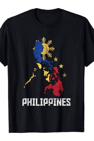 01THEONE Men'S Philippines Map T-Shirt | Philippine Flag Colors With Islands,...