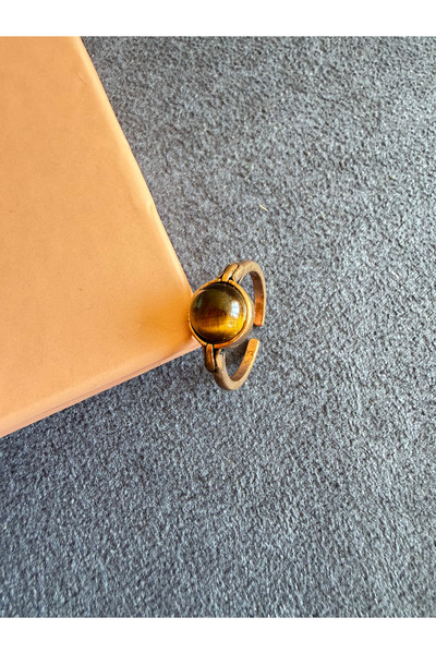 zadenza gold Adjustable size natural stone pure copper ring antique model cop...
