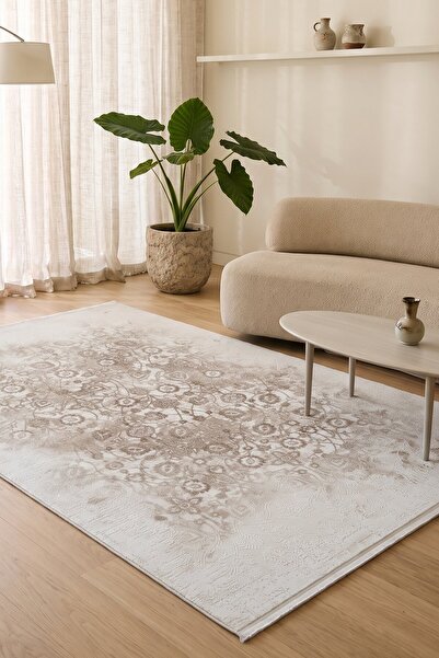 HalınıAl Romans Vizyon 3504 Kahverengi Eskitme Desenli Salon Halısı