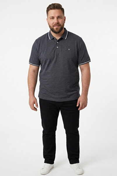 Jack & Jones Plus Men's Polo Collar T-Shirt Large Size Pique Short Sleeve Str...