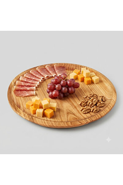 LimArt Platou Rotund din Lemn Masiv Natur, Artizane, pentru Pizza si Aperitiv...