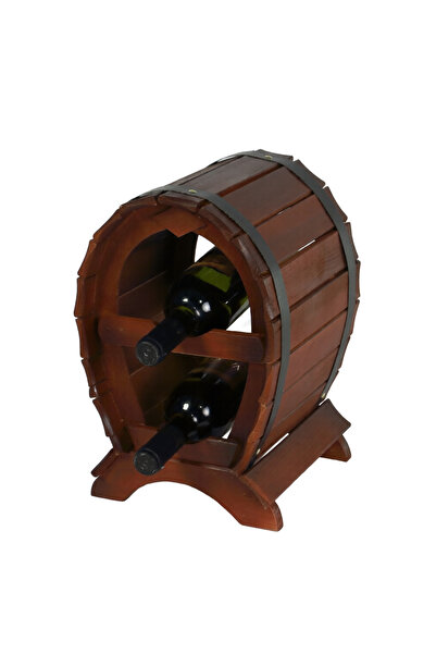 LimArt Suport Vin din Lemn „Baril Rustic” (GOL), Capacitate 2 Sticle, Finisaj...
