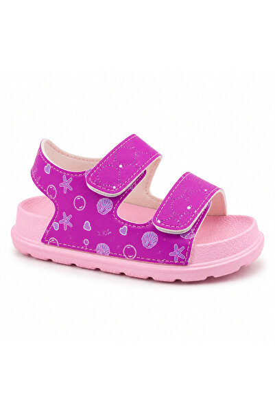 Rexba Girl's Purple Velcro Sandals Lightweight Non-Slip Sole Summer Casual Ch...