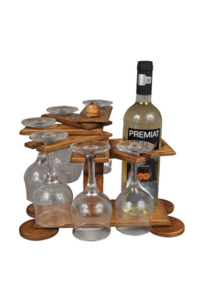 LimArt Minibar Decorativ din Lemn cu Sticla de Vin 750 ml si 6 Pahare, Design...