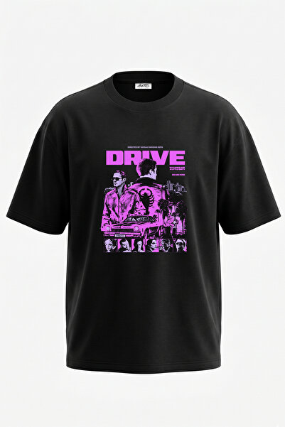 Anetos تي شيرت أسود كبير الحجم مطبوع بتصميم Drive The Driver