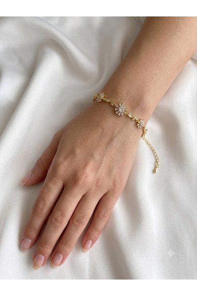 BİJU YILMAZ Light Sun Steel Bracelet Gold White