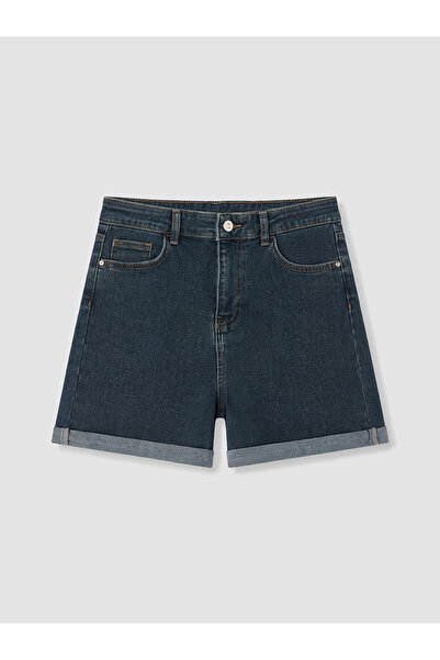 LC Waikiki Trendlucky High Waist Women's Jean Shorts with Difference