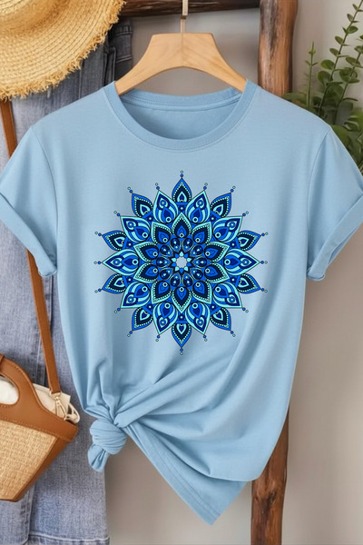 l'eivor Mandala & Nazar Design Printed Women's Cotton T-Shirt