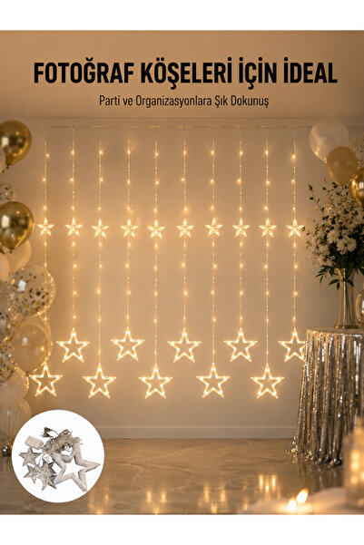 BİN1ÇEŞİT Dekoratif Yıldız Peri Led Perde 3x3 Metre Ortam Işığı Yeni Nesil