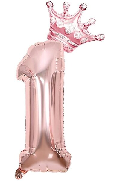 Yıldızan Rose Gold 1 Number Foil and King Crown Foil Balloon 366376