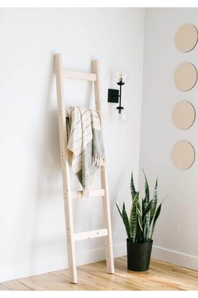 Mutowood Wooden Blanket Ladder, Wooden Hanger, Decorative Wooden Large Size L...