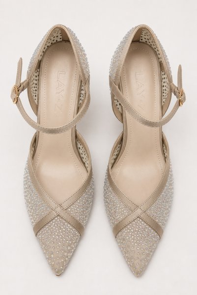 Women Lay-z Women's Comfortable Fit Ankle Strap Stone-Embellished Event Shoes