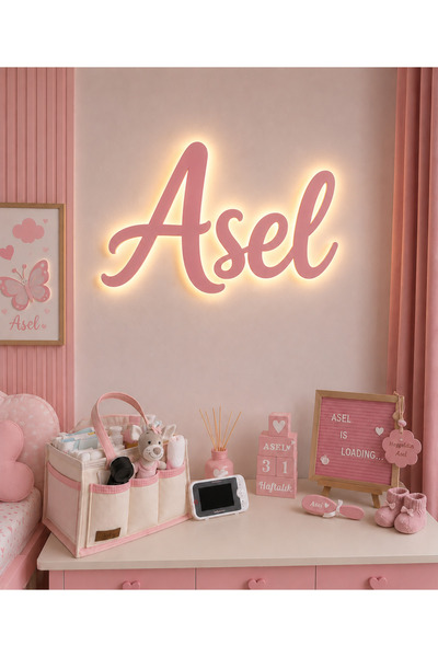 Aselhediyetasarımatölyesi LED Işıklı Kişiye Özel İsimlik – Dekoratif Çocuk Od...
