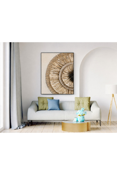 Ghaith Store Luxury Canvas Painting - Circular Design in Earth Tones for Salo...
