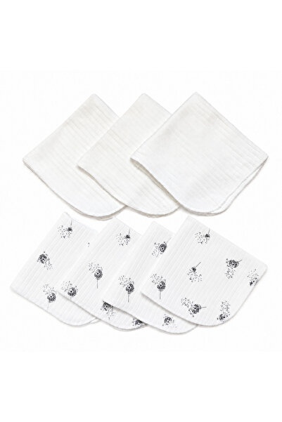 FYB Set of 7 Baby Mouth Wipes 100% Cotton 22X22 cm 4 Patterned 3 Plain