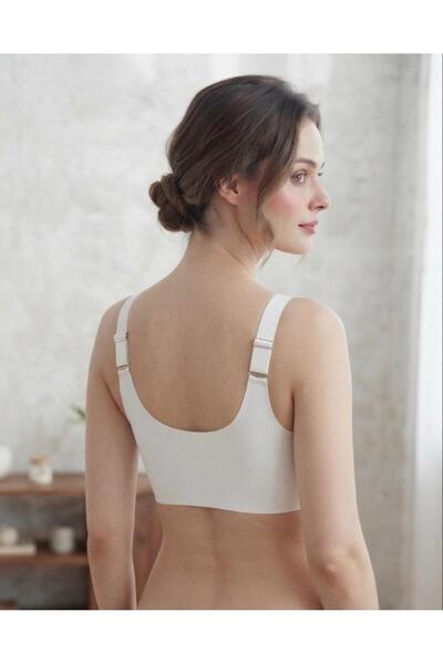 BEST BRA LİNGERİE Sutien fără sârmă, tăiat cu laser, care nu lasă urme, cu nasturi în față, bretele groase și pernuțe detașabile