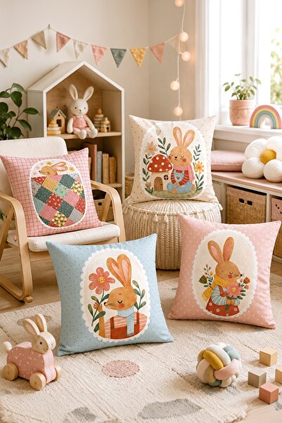 EVPANYA Thoughtful Animals Patterned 4-Piece Children's and Baby Pillowcase Set