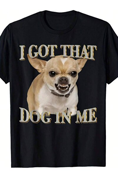 NOURAM تي شيرت رجالي بطباعة مضحكة "I Got That Dawg In Me" - مع حروف ذهبية وطب...