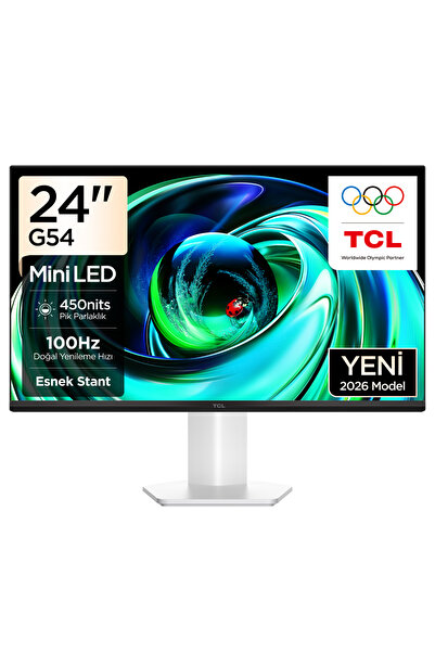 TCL 24G54 24 İnç FHD Mini LED Monitör, 100 Hz, HDR400, 5 ms GTG, %99 sRGB