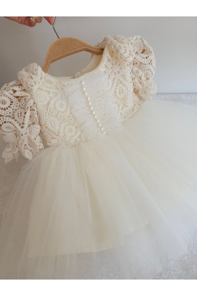 Elwirababyboutiqe فستان عتيق الطراز مزين باللؤلؤ