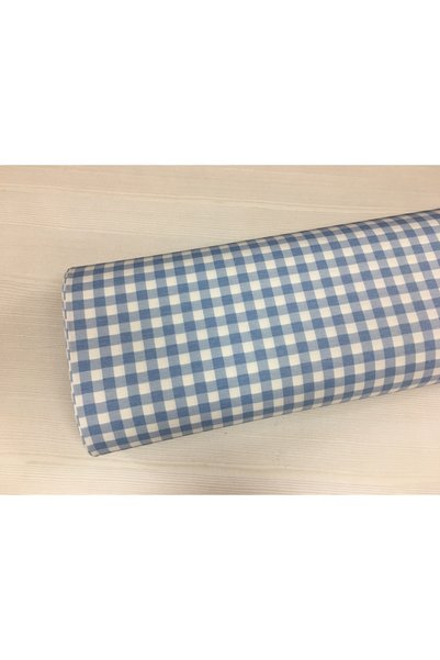 Renk Tekstil Mavi Pötikare Desenli DUCK Keten Kumaş - (1.2 cm Kareler)
