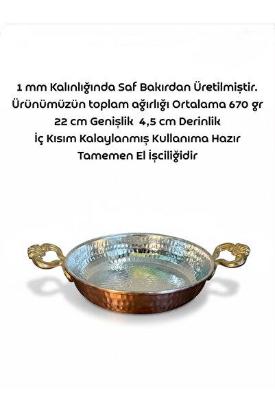 altınmutfak 22 cm Bakır Tava Bakır Sahan Yumurta Tava Omlet Tava