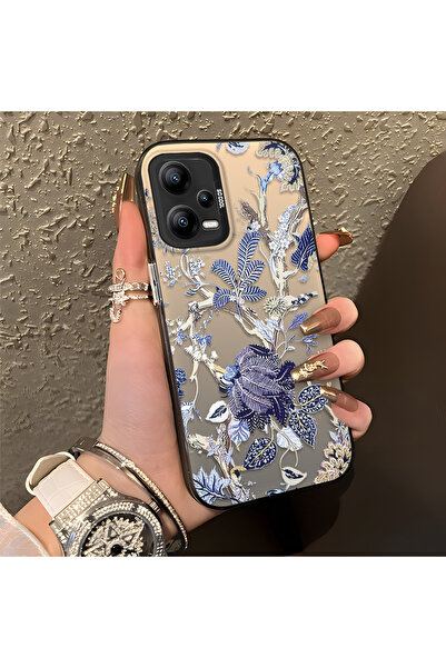 ARTISHELL Redmi Note 12 5G Uyumlu Mavi Botanik Kuş Çiçek Deseni Darbeye Dayan...