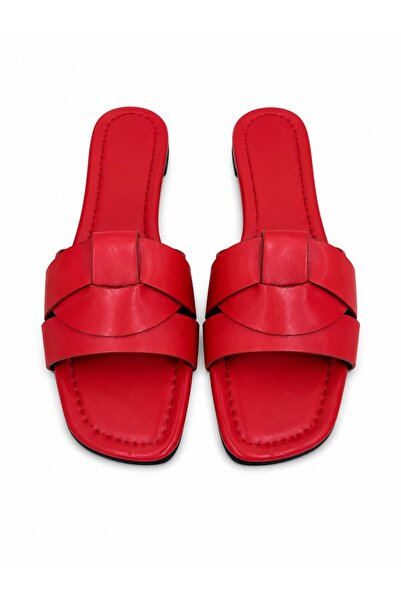 diclepolat Women's Red Flat Sole Daily Slippers Panita