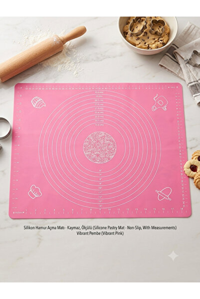 ipeksi home Ölçülü Pembe Hamur Açma Matı