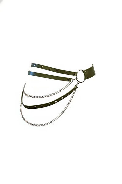 Angels Passion Khaki Women's Belt with Chain Detail and Multiple Drawstrings ...