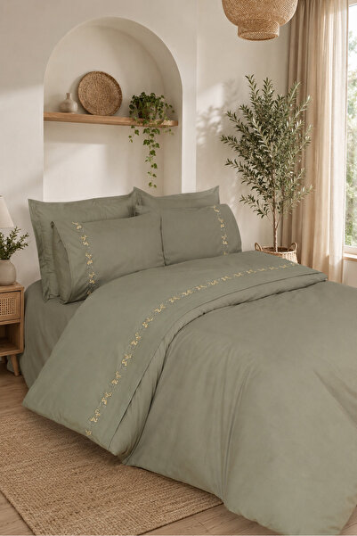 Bella Home Mimoza Double 6-Piece Embroidered Duvet Cover Set |   Soft Texture...