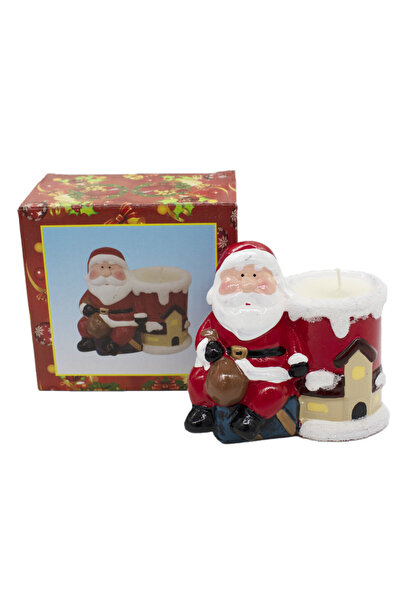 velve Decoratiune in forma de Mos Craciun cu lumanare 12x11 cm, Alb