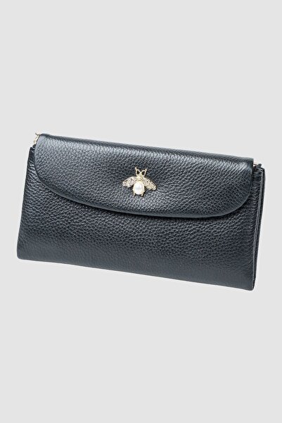 cossroll Women's Genuine Leather Wallet with flap, black