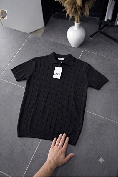 zs zaos fashion Men's Short-Sleeved Summer Knitwear T-Shirt Nurse Collar Basi...