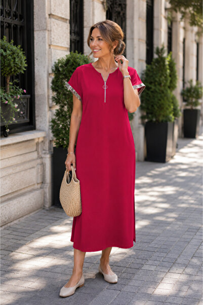 moda wanilia Eleganță atemporală - Rochie midi din viscoză pentru femei, cu d...
